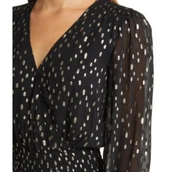 Lilly Pulitzer Cristiana Black Gold Dot Midi Dress Size 2 New With tag - Picture 6 of 8